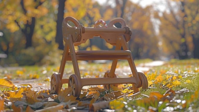 Chariot de marche Montessori en bois
